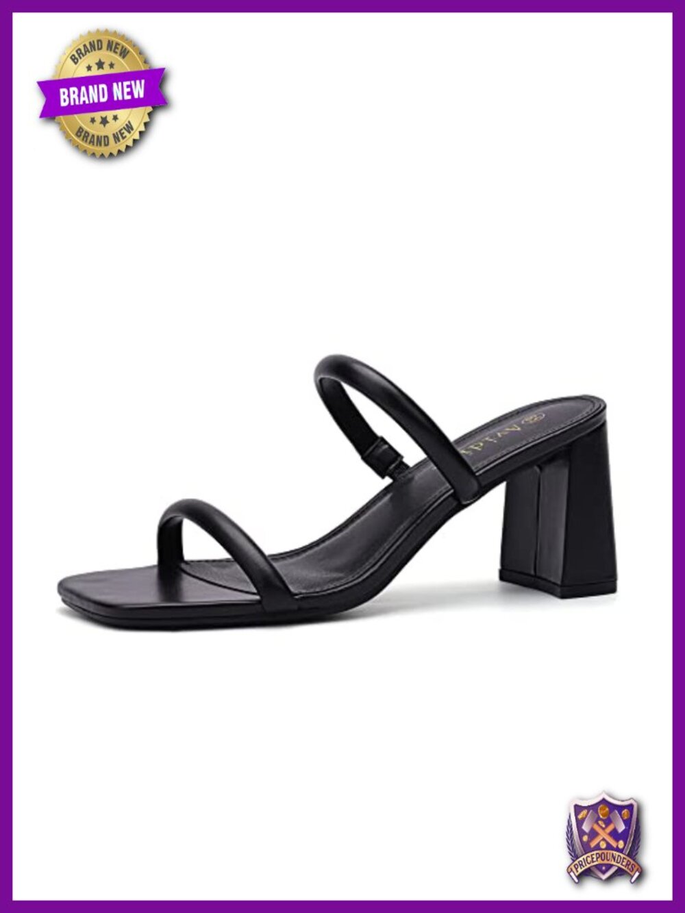 Square Open Toe Heeled Sandals Two Strap Mules Slip On Block Chunky Mid Heels
